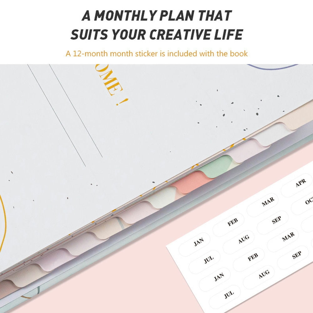 CSCHome Durable Planner 2023-2024, Coil A5 Notebook, Fine Floral Printing Hard Cover Weekly Planner , Flat 180° Spreadable for Students, Office Workers