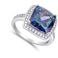 thumbnail image 4 of Multi-color Cubic Zirconia Deco Shine Ring .925 Sterling Silver Band Black Jewelry Female Size 6, 4 of 4