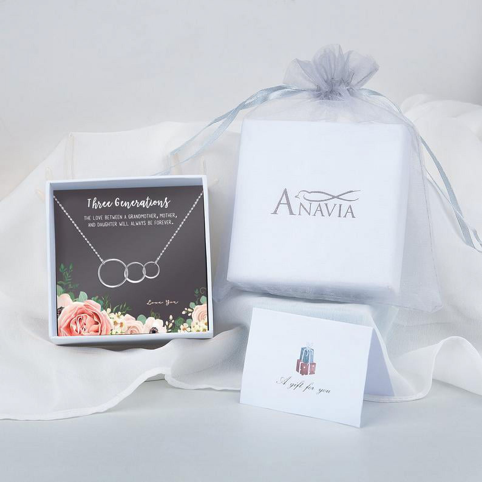 To My Precious Grandma Mother's Day Necklace, Mother's Day Gift, Mother's Day Card Necklace, Mother's Day Gift for Grandma, Gold Infinity Rings Mother's Day Necklace [Rose Gold, Personalized Card]