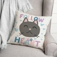 thumbnail image 2 of Creative Products Follow Your Cat Heart 16x16 Spun Poly Pillow, 2 of 2