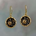 thumbnail image 2 of Xiao Hua Pendientes colgantes de sol y luna, redondos, con forma de gota, estilo bohemio, con gancho, llamativos, dorados para mujer., 2 of 5