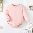 thumbnail image 2 of Infant Baby Girls Clothes Baby Girls One-piece Romper Bodysuit 6-12 Months Girls Long Sleeve Round Neckline Solid Color Romper Bodysuit Pink, 2 of 7