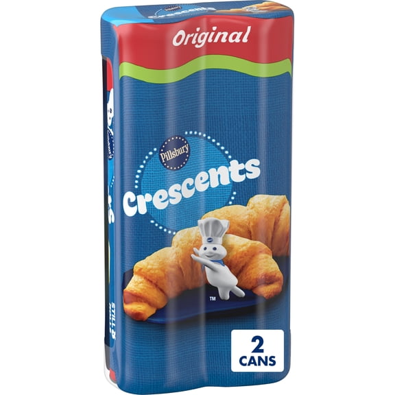 Pillsbury Crescent Rolls, Original Refrigerated Canned Pastry Dough, Value 2-Pack, 16 Rolls, 16 oz
