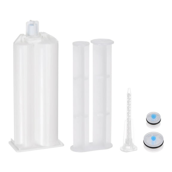 Uxcell Epoxy Gun Adhesive Cartridge, Plastic Dual Glue Cartridge with Push Rod and Mixing Tube for 50ml/1.7oz 2:1