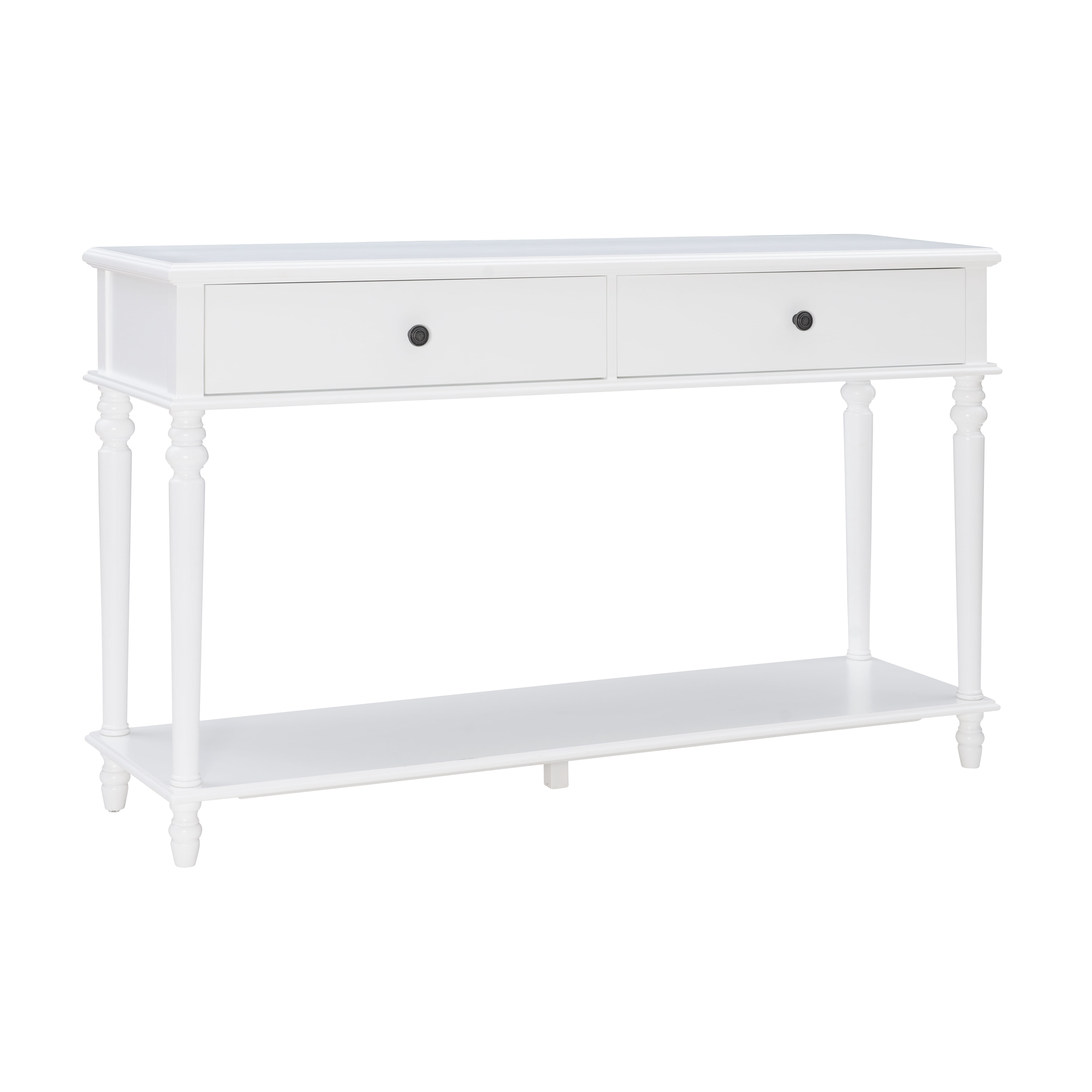 Powell Victoria 2-Drawer Wood Indoor Console Table with Shelf, White