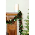 thumbnail image 3 of Northlight 50' x 4.5" Unlit Shiny Red Tinsel with Green Holly Christmas Garland, 3 of 3