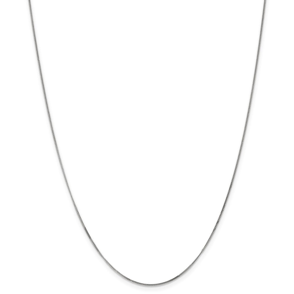 14K White Gold .9mm Curb Pendant Chain 24 Inch 