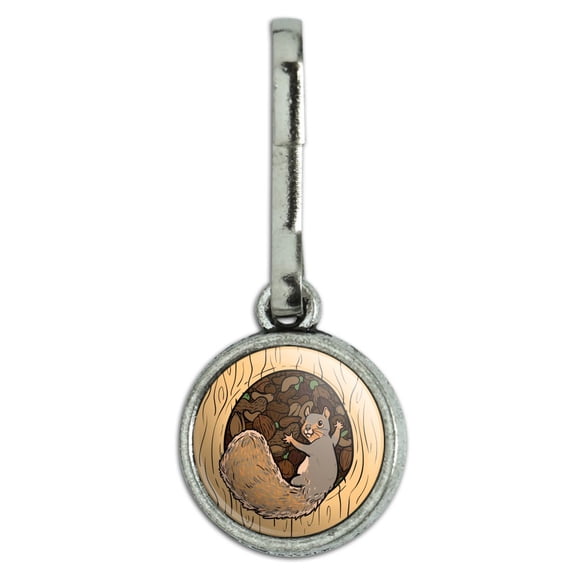 Squirrel Protecting His Nuts Antiqued Charm Clothes Purse Suitcase Backpack Zipper Pull Aid