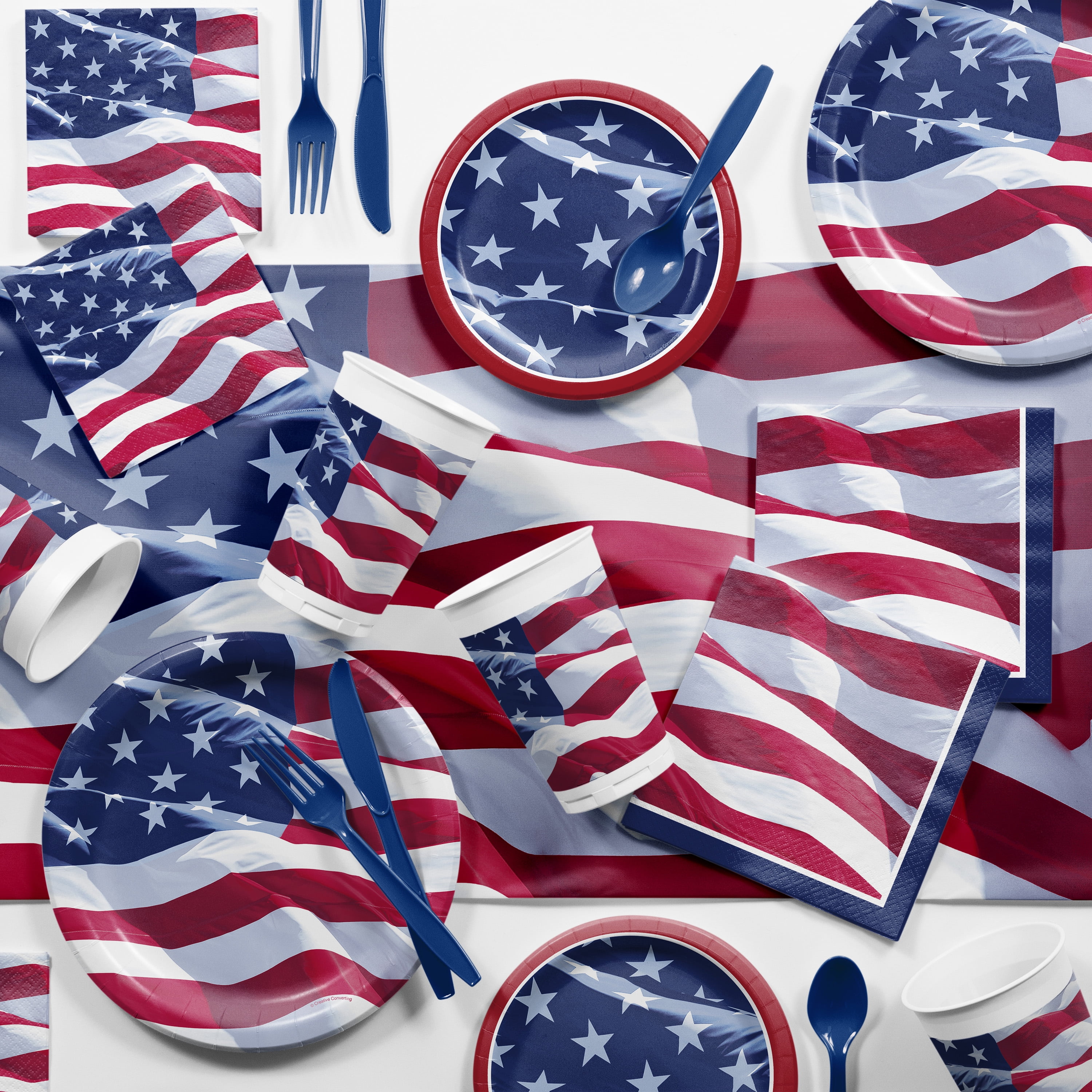 Waving Flag Fourth of July Deluxe Party Supplies Kit for 24 Guests