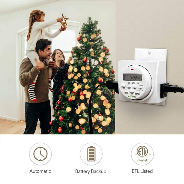 BN-LINK 7 Day Heavy Duty Digital Programmable Timer, Dual (Single Control), Indoor for Lamp Light Security, UL Listed, White - Walmart.com
