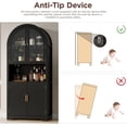 thumbnail image 6 of Conate 70" Tall Arched Kitchen Pantry Cabinet with LED Light, Fluted Storage Cabinets with Stemware Rack, Glass Doors for Dining Room & Living Room, 6 of 7