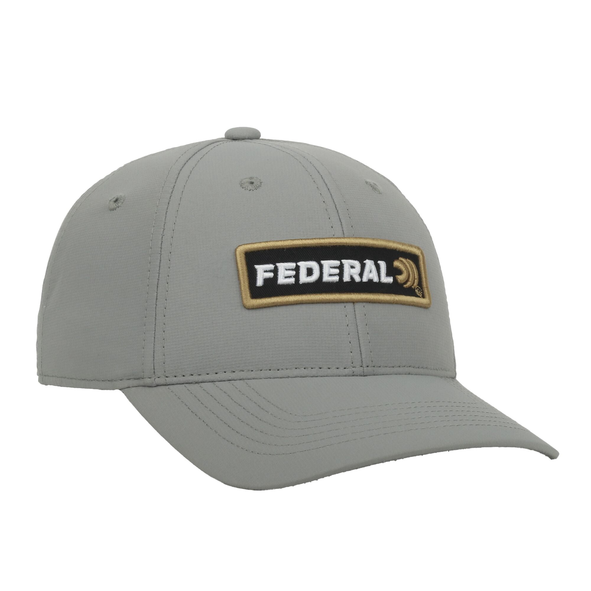 Federal Ammunition Structured 6-Panel Snapback Hat – Embroidered Patch Logo Cap, Grey, One Size