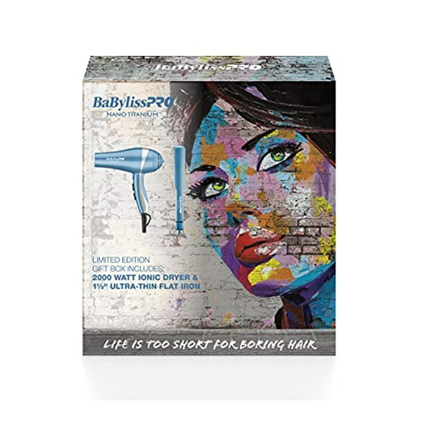 BaBylissPRO BaBylissPRO - Secador iónico de titanio Nano y plancha plana ultrafina de 1.5 pulgadas, prepaquete, 1 unidad
