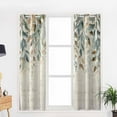 thumbnail image 5 of Green Brown Botanical Blackout Curtains | Light Blocking Print Window Curtains, Farmhouse Eucalyptus Leaves Rustic Thermal Insulated Window Drapes for Living Room Kitchen (2 Panels, 84"W x 45"L), 5 of 7