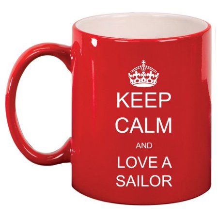 UPC 799928000093 product image for Keep Calm and Love A Sailor Ceramic Coffee Tea Mug Cup Red | upcitemdb.com