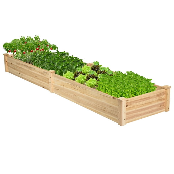 Costway Wooden Raised Garden Bed Outdoor Wood Planter Box for Vegetables Flowers Fruit