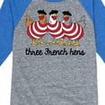 thumbnail image 3 of Instant Message - Three French Hens Funny Christmas - Toddler & Youth Raglan Graphic T-Shirt, 3 of 5