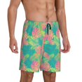 thumbnail image 2 of Vsdgher Colorful Palm Leaves Print Men's Pajama Shorts Lounge Bottoms Sleep Shorts Elastic Waist Lightweight PJ Shorts with Pockets-3X-Large, 2 of 6