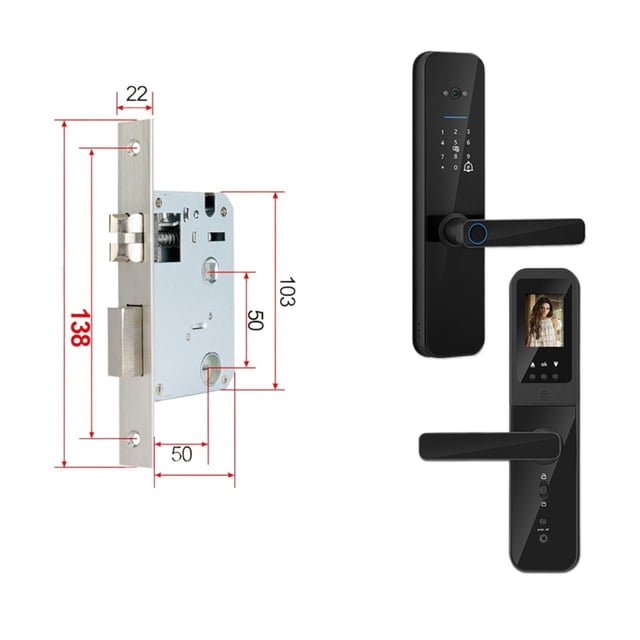 Door Lock, Tuya Digital Electronic Smart Door Lock With Biometric Camera Fingerprint Smart Card Password Key Unlock ,Easy to Install