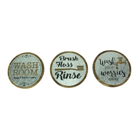 Wood And Galvanized Metal Rustic Bath Inspired Wall Decor Set Of 3 Wood And Galvanized Metal Rustic Bath Inspired Wall Decor Set Of 3