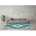 thumbnail image 3 of Ahgly Company Indoor Square Southwestern Light Blue Country Area Rugs, 7' Square, 3 of 4