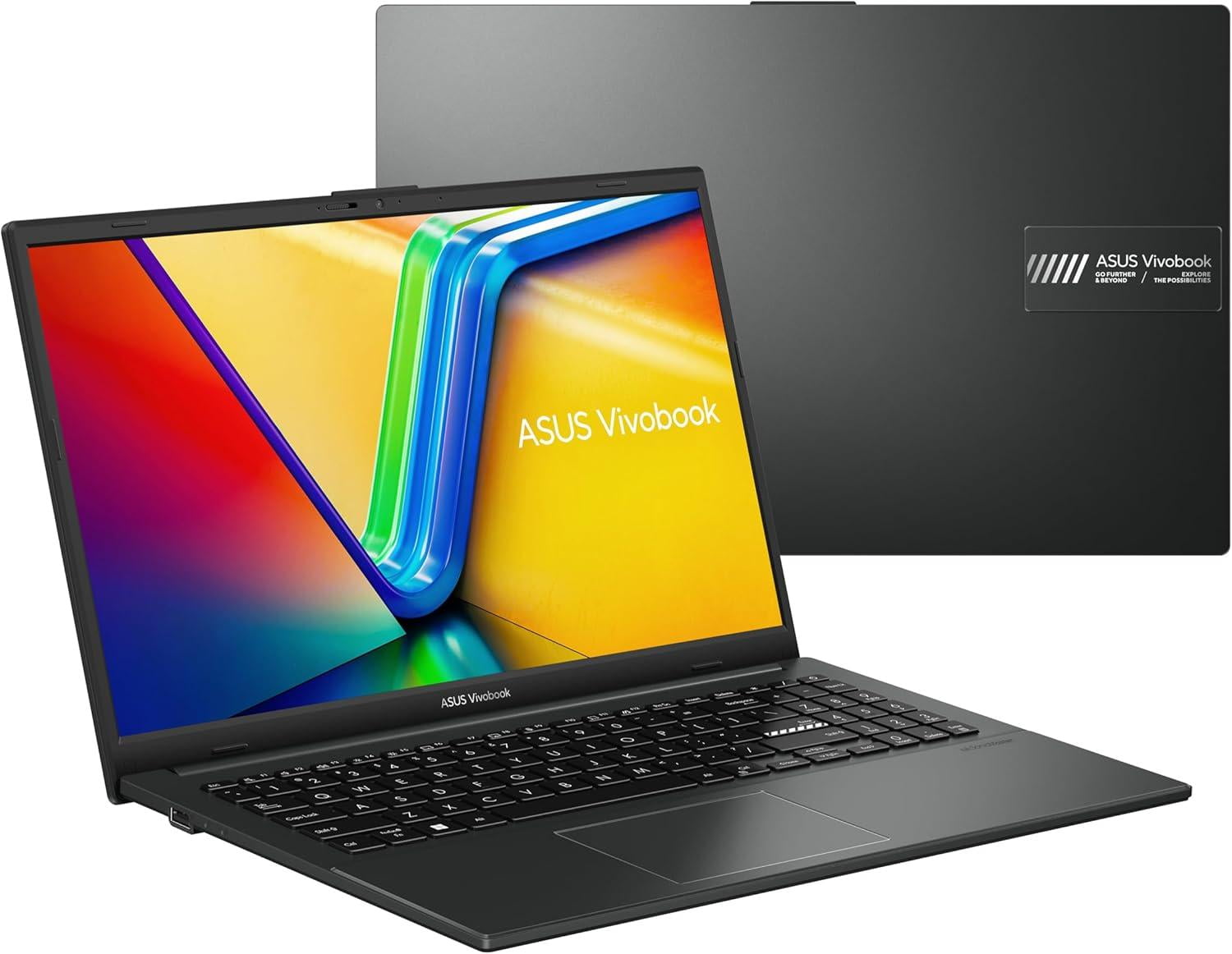 ASUS Vivobook Go 15.6 FHD Slim Laptop, AMD Ryzen 3 7320U Quad Core Processor, 8GB DDR5 RAM, 256GB SSD, Windows 11 Home, Fast Charging, Webcam Shield, Military Grade Durability, Black, E1504FA-AB34