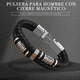 thumbnail image 2 of Pulsera Piel Para Hombre De Cuero Con Hebilla Magnética Xtellar negro, 2 of 4