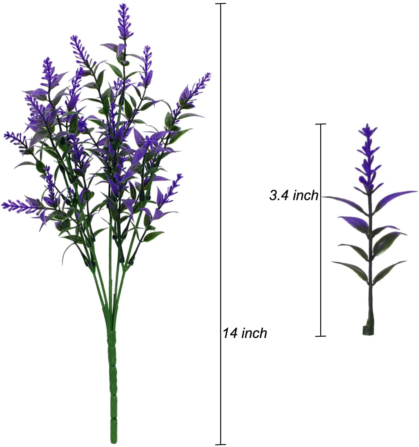 Morttic 16 Bundles Artificial Lavender Flowers, Fake Flowers Outdoor UV Resistant Artificial Flowers Faux Plastic Shrubs for Outside Porch Vase Home Window Decoration (Purple)