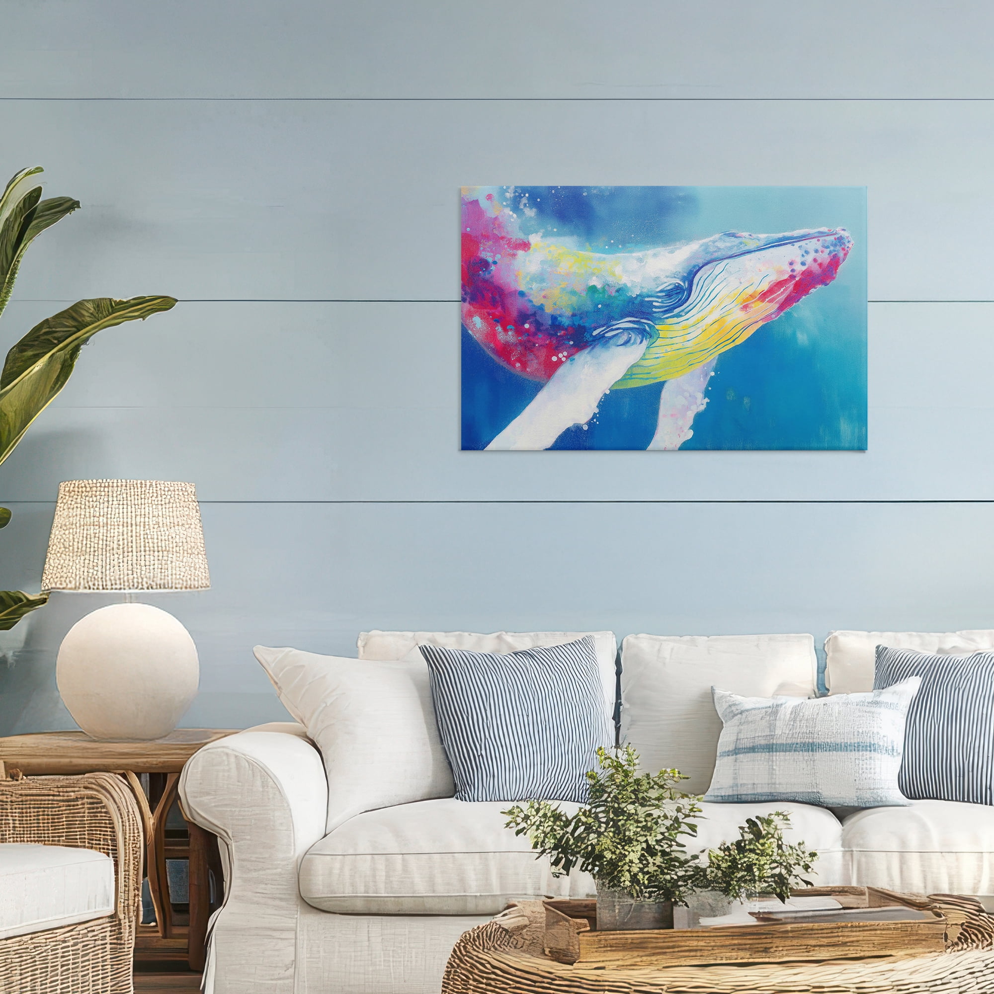 Stupell Industries Breaching Humpback Whale Canvas Wall Art, design by Chromatic Storm Studio