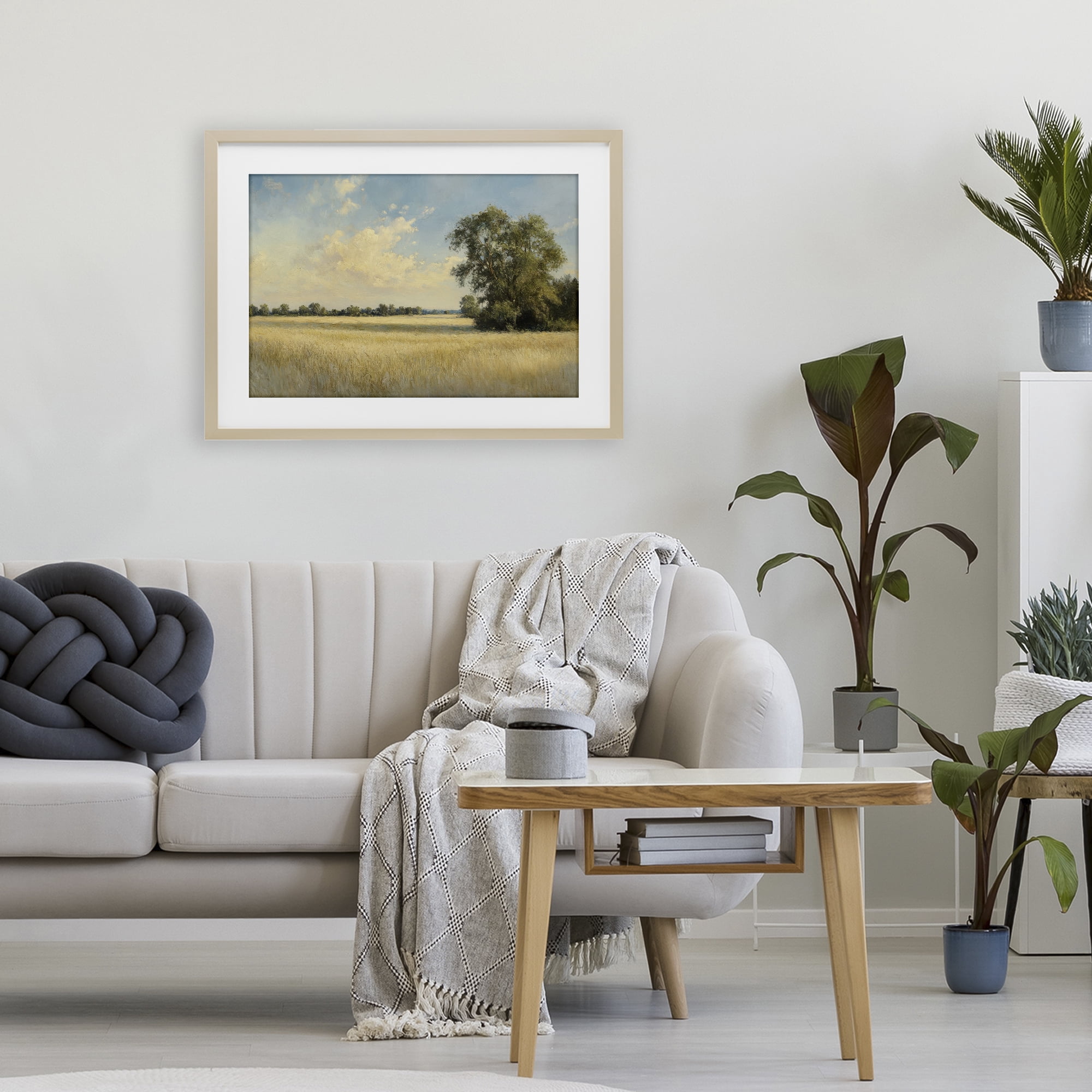 Stupell Industries Serene Wheat Field at Noon Birch Framed Print Under Glass, design by Petal Prints Design