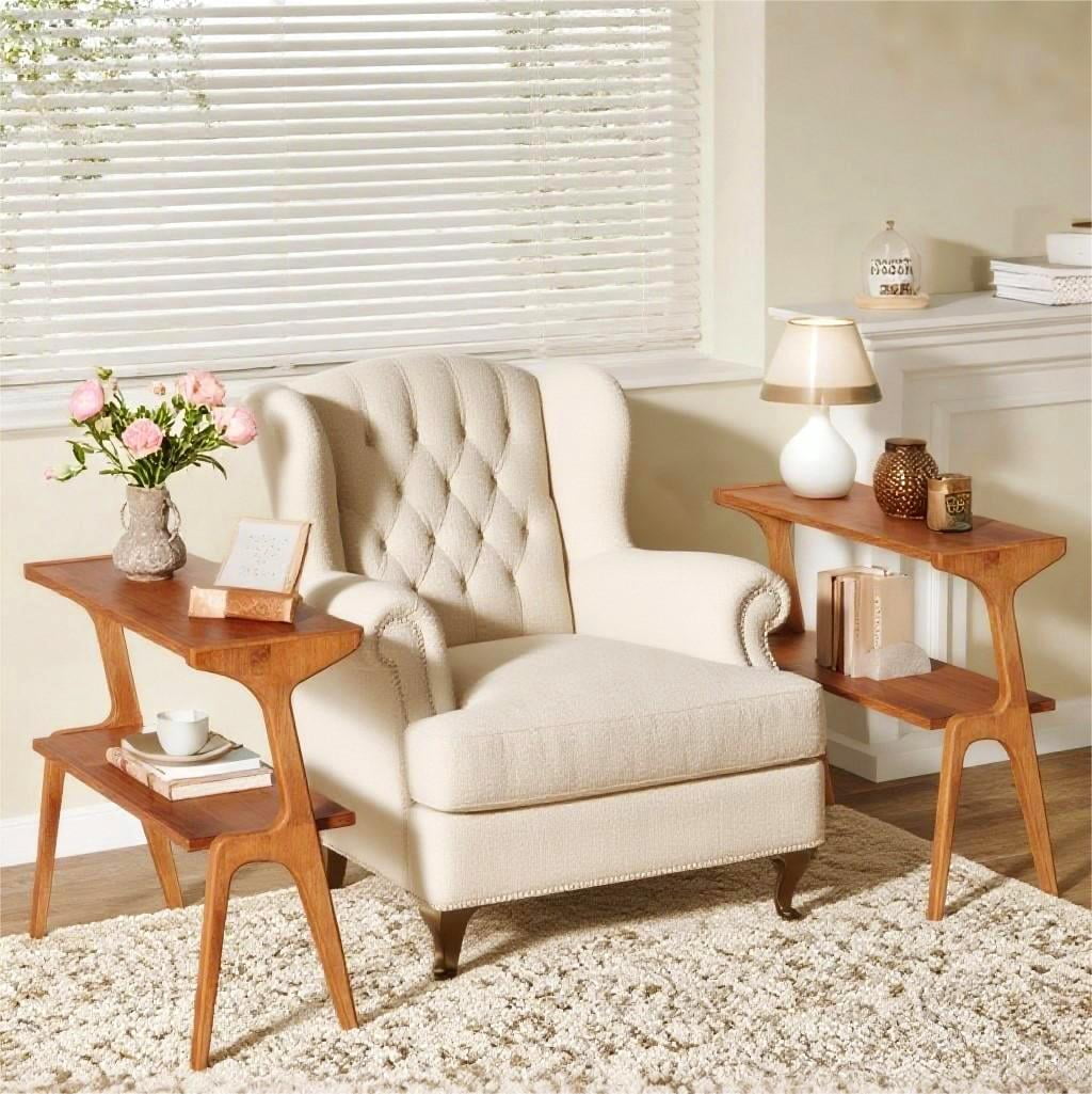 Fnova End Table Narrow Side Tables Modern Wooden Sofa Table with Storage Shelf, Farmhouse Bedside Table, Easy Assembly, Corner Table, Drink Table for Living Room, Bedroom, Nightstand