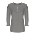 thumbnail image 5 of EchfiProm Dark Gray Tops for Women Trendy 3/4 Sleeve T-Shirts Crew Neck Pullover Puff Sleeve Ladies Solid, 5 of 7
