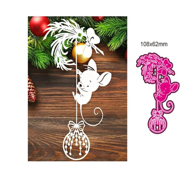 Plantilla de troqueles de corte de Metal de bola de Navidad de ratón, troqueles de álbum de recortes, plantilla de estampado de corte en relieve, troqueles artesanales, nuevo
