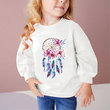 

Geire Children Fall Winter New Hoodless Sweatshirt 100% Cotton Soft Shirt Love Printed Crewneck Long-sleeved Tops Pullover Sweatshirt for Mid-large Children