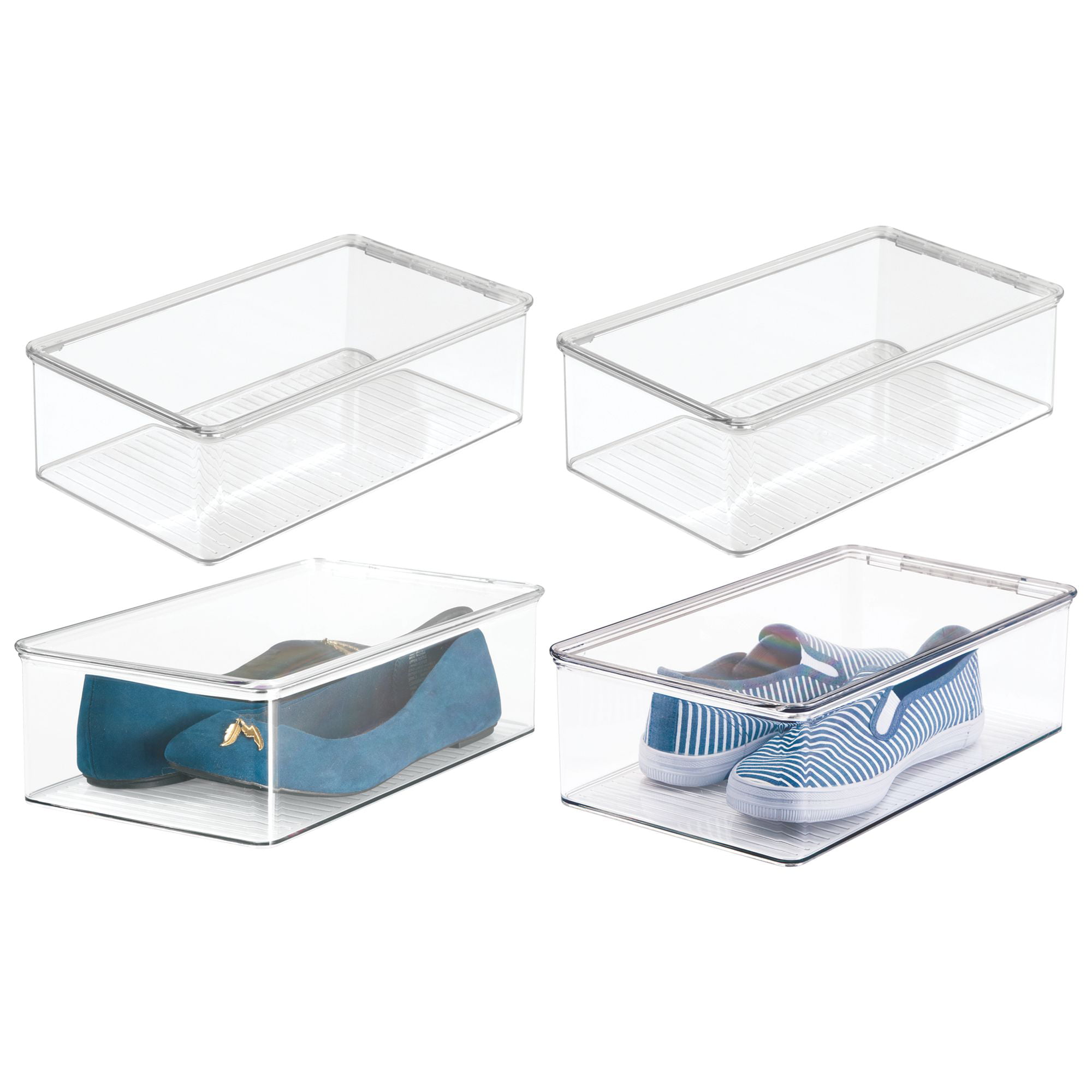 Mdesign Plastic Stackable Closet Shelf Shoe Storage Organizer Bin 4