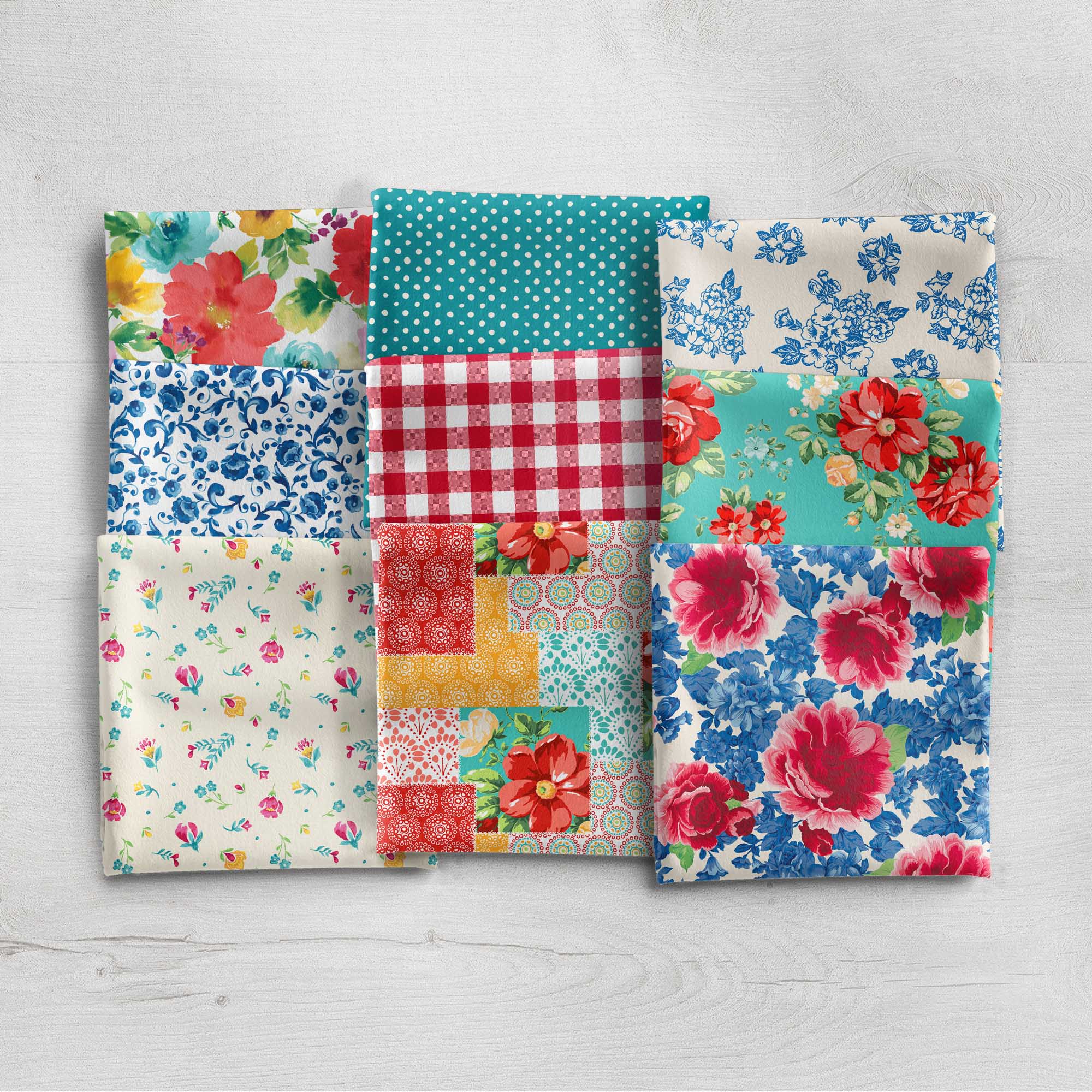 The Pioneer Woman 21" x 18" Cotton Fat Quarter Bundle Multicolor, 27 Pieces