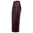 thumbnail image 5 of Womens Leather Skirt Bodycon Mini High Waist Slim Pencil Skirt with Back Split Color Red Size S, 5 of 8