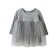 thumbnail image 2 of Lutiedan Toddler Girls Long Sleeve Tulle Peplum Tops Crew Neck Mesh Tutu Hem Shirts Casual Princess Flowy Shirts 0-3,Gray, 2 of 5