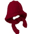 thumbnail image 4 of ManxiVoo Womens Handmade Chunky Knit Hats Winter Thickened with Ear Flaps for Warmth and Cold Weather Comfort Red, 4 of 4