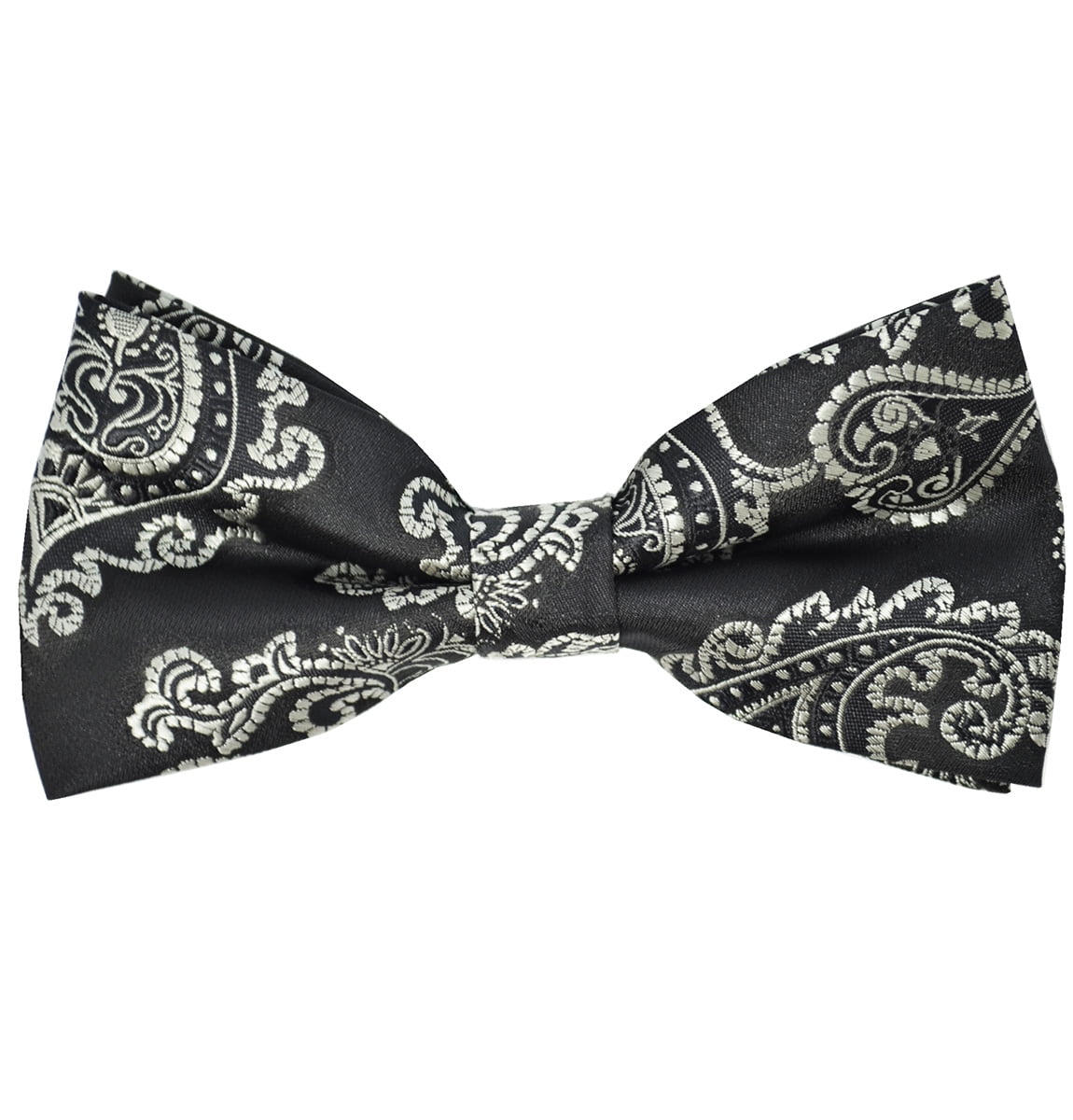 Black Artisan Floral Hand Made Bow Tie