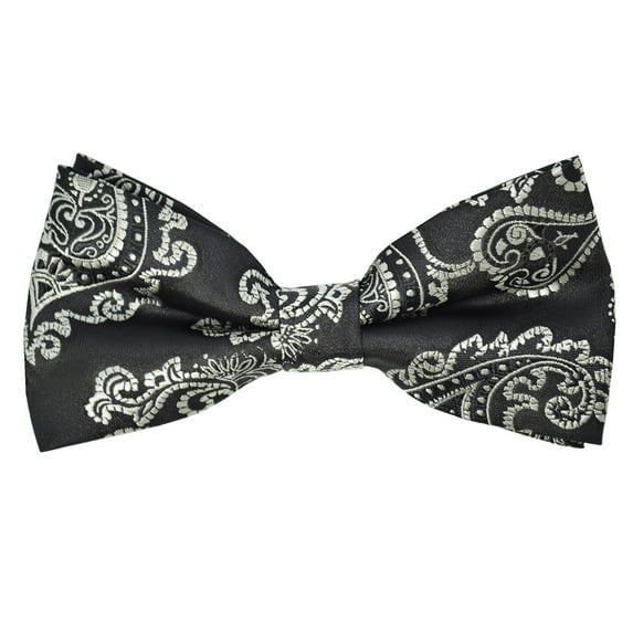 Black Artisan Floral Hand Made Bow Tie