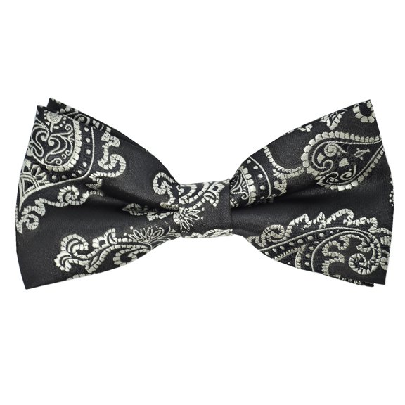 Black Artisan Floral Hand Made Bow Tie
