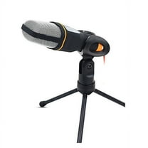 ITSELFER Mic Wired Condenser Sound Podcast Studio Microphone with Holder Clip for Skype MSN Karaoke PC Laptop (Black)