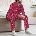 thumbnail image 7 of Cauagu Pink Glitter Print Men's Long-Sleeve Pajama Set,Soft Button-Front 2Pjs for Men Long Sleeve Men’s Sleepwear-XX-Large, 7 of 7