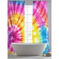 thumbnail image 5 of Round Corlorful Tie-dye Sheer Curtains 84 Inches Long 2 Panels Blue Watercolor Retro Ethnic Style Light Filtering Semi Sheer Window Curtains Drapes for Bedroom Living Room 52"x84", 5 of 7