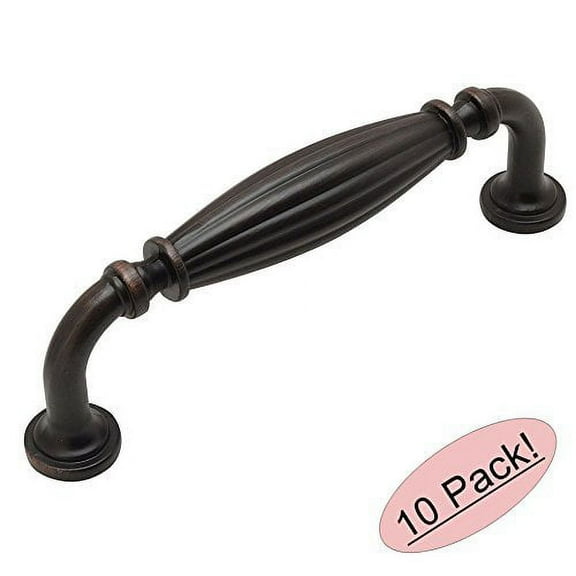 Cosmas 7123ORB Oil Rubbed Bronze Country Style Cabinet Hardware Ribbed Handle Pull - 3-3/4" Inch (96mm) Hole Centers - 10 Pack