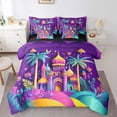 thumbnail image 1 of Erosebridal Cartoon Castle Bedding Queen Size, Purple Bedding Sets Queen Size, Magical Fairy Tale Decor, Reversible 7-Piece, 1 of 5