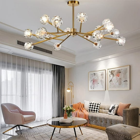 KPIBEST 18 Light Glass Globe Sputnik Chandelier, Vintage Pendant Light for Bedroom, Living Room, Kitchen, Farmhouse, Dining Room