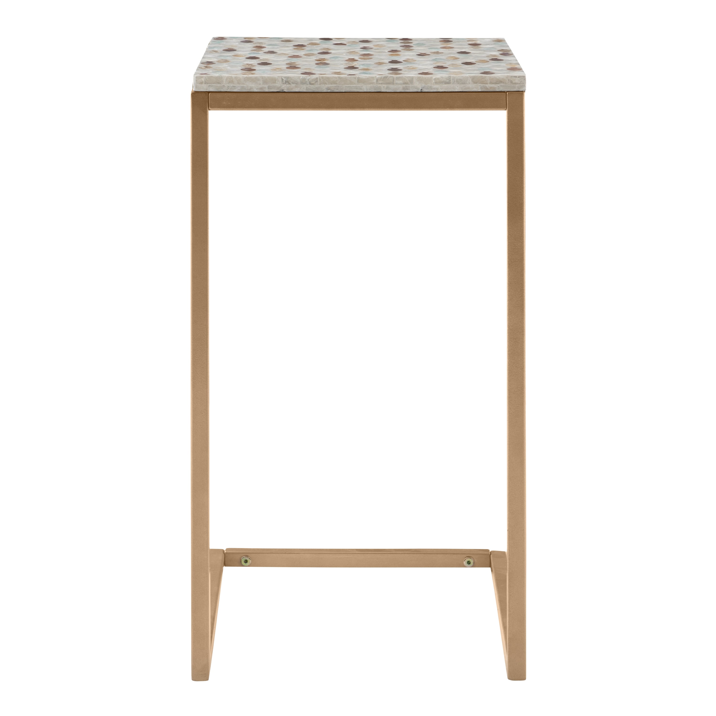 Linon Muldoon C-Table, 26" Tall, Gold/Neutral Capiz Shell Mosaic