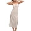thumbnail image 2 of Stamzod Summer Nightgowns for Women Lace Patchwork Sleeveless Spaghetti Strap Night Dress Soft Sleepwear Midi Night Gowns for Adult Women White B M, 2 of 10